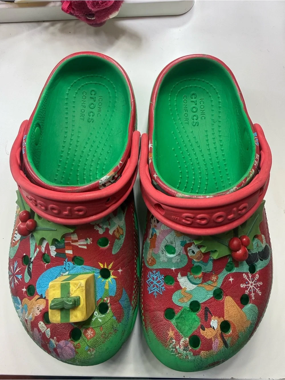 CROCS Kids Red & Green Holiday Clogs with Festive Charms